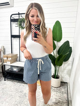 Load image into Gallery viewer, Boardwalk Talks Drawstring Shorts in Dark Blue