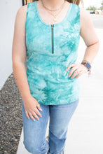 Load image into Gallery viewer, Mila Zipper Tank - Teal Tie Dye