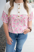 Load image into Gallery viewer, Blushing Blooms Henley Top