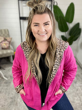 Load image into Gallery viewer, Lightweight Hooded Jacket With Animal Print Detail In Hot Pink