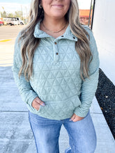 Load image into Gallery viewer, Geometric Button Snap Pullover - Sage