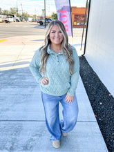 Load image into Gallery viewer, Geometric Button Snap Pullover - Sage