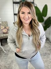 Load image into Gallery viewer, Half Zip Cropped Hoodie in Heather Grey