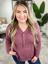 Load image into Gallery viewer, Flattering Seam Lines V Neck Button Top In Sugar Fairy
