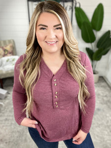 Flattering Seam Lines V Neck Button Top In Sugar Fairy