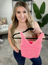 Load image into Gallery viewer, Effortless Reversible Mineral Wash Ribbed Tank in Neon Coral
