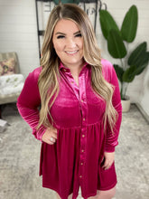 Load image into Gallery viewer, Velvet and Roses Velvet Shirtdress