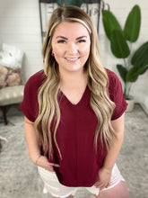 Load image into Gallery viewer, Oversized V Neck Blouse In Wine