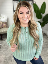 Load image into Gallery viewer, Fresh Aqua Knit Sweater With Functional Buttons
