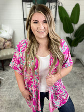 Load image into Gallery viewer, Short Sleeve Kimono In Bright Pink &amp; Teal