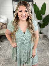 Load image into Gallery viewer, Button Front Dress In Light Aqua Animal Print