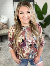Load image into Gallery viewer, Float On Floral Top in Marsala