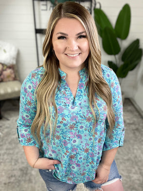 Micro Mint Floral Gabby Top