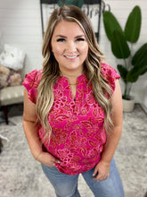 Load image into Gallery viewer, Flutter Sleeve Blouse In Hot pink Florals