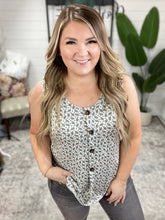 Load image into Gallery viewer, Faux Button Front Sleeveless Top In Cream &amp; Grey