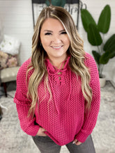 Load image into Gallery viewer, Oversized Crochet Hoodie In French Fuchsia