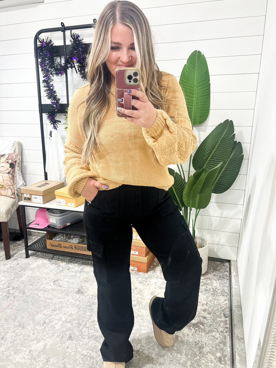 Keira High Waist Cargo Wide in Black