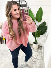 Load image into Gallery viewer, Open Knit Sweater In Pink Bubblegum