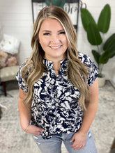 Load image into Gallery viewer, Lizzy Cap Sleeve Top in Navy Floral