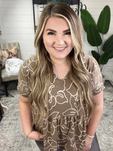 Load image into Gallery viewer, Mocha Petals V-Neck Top