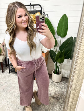 In or Out Wide Leg Cropped Pants in Light Rose