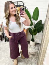 Load image into Gallery viewer, In or Out Wide Leg Cropped Pants in Eggplant