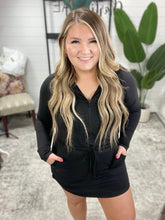 Load image into Gallery viewer, Getting Out Long Sleeve Hoodie Romper in Black