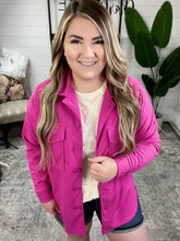 Load image into Gallery viewer, Button Down Stretchy Shacket In Malibu Pink