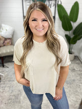 Load image into Gallery viewer, Mineral Wash Ribbed Round Neck Top in Sand Beige