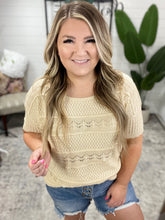 Load image into Gallery viewer, Crochet Detail Sweater Knit Top In Sand