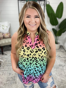 Lizzy Tank Top in Rainbow Leopard