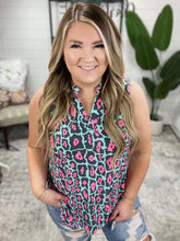 Load image into Gallery viewer, Lizzy Tank Top in Mint and Pink Leopard