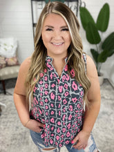 Load image into Gallery viewer, Lizzy Tank Top in Grey and Pink Leopard