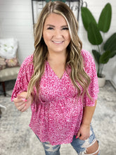 Load image into Gallery viewer, Dreamer Peplum Top in Pink Leopard