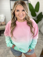 Load image into Gallery viewer, Essential Luxe Corded Crew Sweatshirt in Ombre Pink/Mint