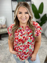 Load image into Gallery viewer, Lizzy Cap Sleeve Top in Ivory and Coral Floral