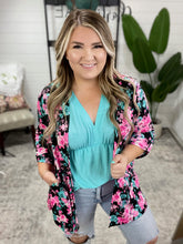 Load image into Gallery viewer, Lizzy Cardigan in Black and Pink Floral