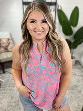 Load image into Gallery viewer, Lizzy Tank Top in Blue and Apricot Paisley