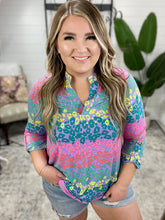 Load image into Gallery viewer, Lizzy Top in Lavender and Team Leopard Stripe