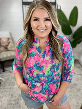 Load image into Gallery viewer, Lizzy Top in Pink and Teal Tie Dye