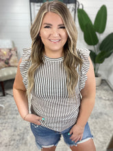 Load image into Gallery viewer, Heavily Invested Striped Ruffle Detail Top