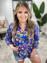 Load image into Gallery viewer, Lizzy Top in Royal and Blush Floral