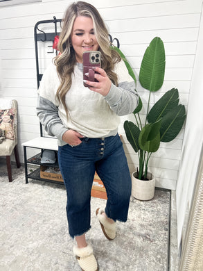 Janice High Rise Button Fly Wide Leg Crop Judy Blue Jeans