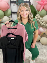 Load image into Gallery viewer, Brushed V- Neck Short Sleeve &amp; Leggings Set