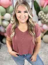 Load image into Gallery viewer, Classic Comfort V-Neck Top in Winter Rose