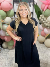 Load image into Gallery viewer, Modern Maritime Shift Maxi Dress in Black