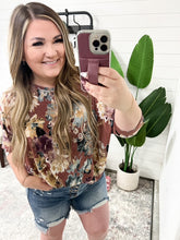 Load image into Gallery viewer, Float On Floral Top in Marsala