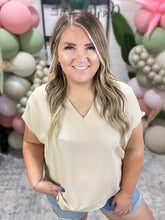 Load image into Gallery viewer, Let Me Be Your Wings V-Neck Top in Taupe