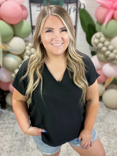 Load image into Gallery viewer, Let Me Be Your Wings V-Neck Top in Black