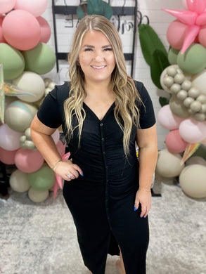 Places Unknown Ruched Detail Midi Dress